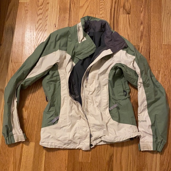 Womens North Face Jacket in Green and off white M - Picture 4 of 7